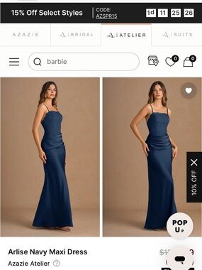 Azazie Navy Strappy Maxi Dress